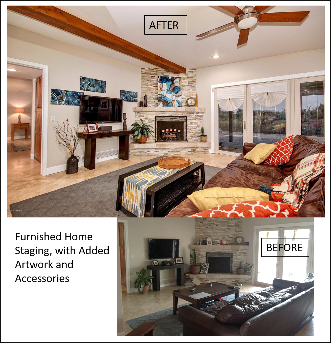 home staging using what you have before and after image